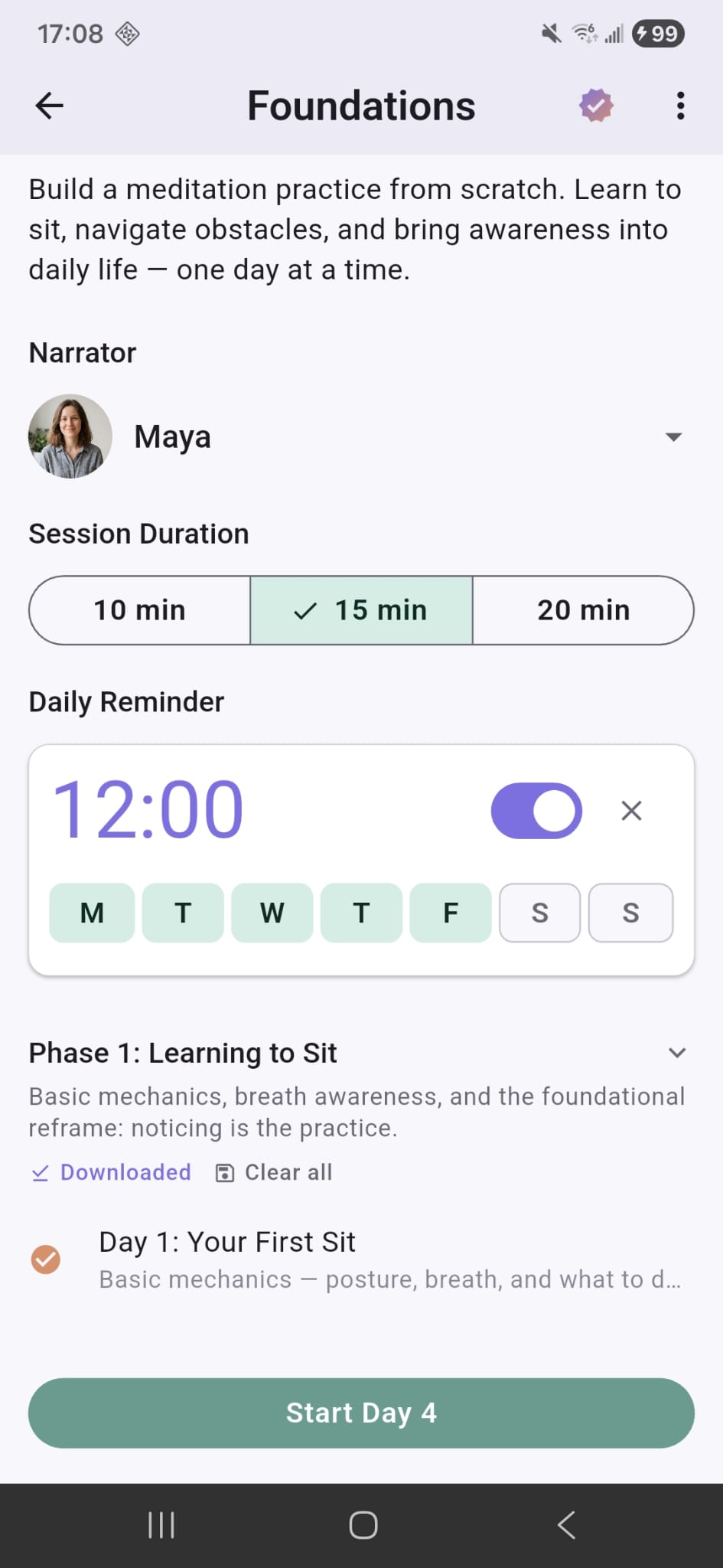 Program screen